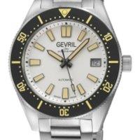 Gevril Men's Mariner Row Automatic Black Bezel White Dial 316LStainless Steel Satin in Silver