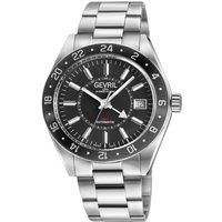 Gevril Men's Belmont Black Ceramic Bezel, Black Enamel Dial Watch in Silver