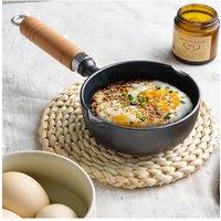 Living and Home Cast Iron Pot Cookware with Oil Lip & Handle in Black