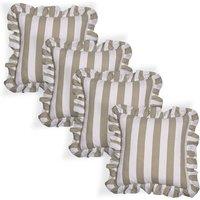 OHS 4 Pack Stripe Frill Cushion Cover in Green | Size: 45 cm x 45 cm