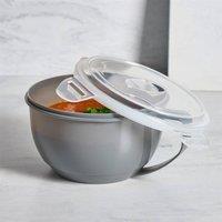 OHS Microwavable Plastic Soup Bowl Container with Handle Lid in Grey