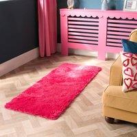OHS Soft Fluffy Runner Rug Anti-Slip Floor Mat in Pink | Size: 60 cm x 150 cm