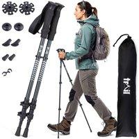 Trail Outdoor Leisure Trail Telescopic Walking Poles 2 Pack Fliplock Aluminium Hiking in Black