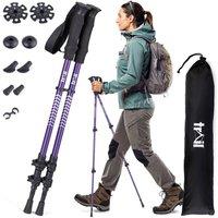 Trail Outdoor Leisure Trail Telescopic Walking Poles 2 Pack Fliplock Aluminium Hiking in Purple