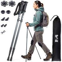 Trail Outdoor Leisure Trail Telescopic Walking Poles 2 Pack Aluminium Hiking Trekking in Black
