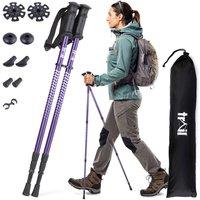 Trail Outdoor Leisure Trail Telescopic Walking Poles 2 Pack Aluminium Hiking Trekking in Purple