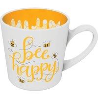 Global Journey Gifts Novelty Coffee Mug - Bee Happy in White | Size: 400ml