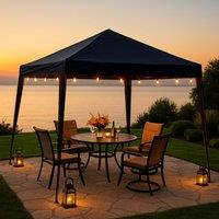 Home Source Pop Up Gazebo 3m x 3m Garden Marquee Tent Easy Up With Carry Bag in Black
