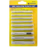 BARGAINS-GALORE 9pc Hollow Punch Set Hole Cutter Puncher Gasket Vinyl Craft Leather in Metallic Silver