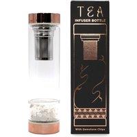 Serenityy Crystal Glass Tea Infuser Bottle - 500 ml - Rose Gold, Rock Quartz in Rose Gold | Size: 500ml