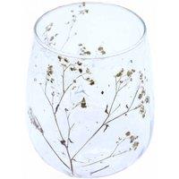 Serenityy Margarita Natural Floral Glass Candle Holder - 12x11 cm in Clear