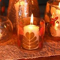 Serenityy Natural Floral Glass Candle Holder - Straight Primavera - 8x8cm in Pink | Size: 8x8 cm