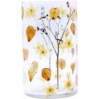 Serenityy Natural Floral Glass Candle Holder & Vase - Rose - 19x11 cm in Clear | Size: 21 cm x 15 cm
