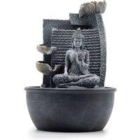 Serenityy Tabletop Water Feature - 19x19x28cm - Buddha with Lotus Cascade in Grey | Size: 1 Pack