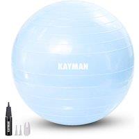 Kayman Exercise Ball - Anti-Burst System, Non-Slip Rings, Durable Material in Light Blue | Size: 65 cm