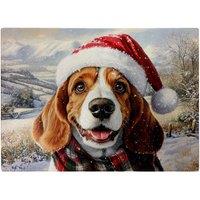 Warren Reed - Designer Christmas Bassett Hound Glass Chopping Board