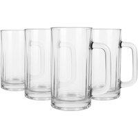 Argon Tableware 540ml Beer Mugs - Set of 4 - Heavy Duty Glass Pint Steins with Handle in Clear