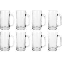 Argon Tableware 540ml Beer Mugs - Set of 8 - Heavy Duty Glass Pint Steins with Handle in Clear