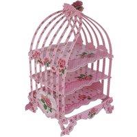 Neel Blue Birdcage Cupcake Stand, 3 Tier Vintage Dessert Tower in Pink