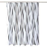 Neel Blue Mandala Shower Curtain, Polyester Curtain With 12 Hooks, Waterproof - 180x180cm in White | Size: 180 cm width x 200 cm drop