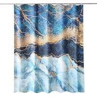 Neel Blue Abstract Blue Shower Curtain, Anti Mould Mildew Resistant Bathroom Curtains | Size: 180 cm width x 200 cm drop