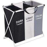 Neel Blue Large 3 Compartment Laundry Hamper Collapsible Laundry Basket, Foldable Storage Bag