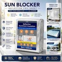 volila Foil Sun Blocker Roll 5m x 60cm Sun Heat Barrier for Windows, Ceiling in Silver | Size: 5m x 60 cm