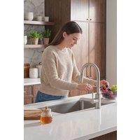 JANLEMNY Kitchen Mixer Tap - 3-Mode Pull-Out Spray - Brushed Stainless Steel in Silver | Size: 1000mm x 400mm
