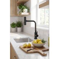 JANLEMNY Waterfall Pull-Out Kitchen Mixer Tap - 3 Functions, 360 Swivel in Black | Size: 1000mm x 400mm