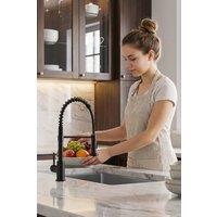 JANLEMNY Matte Black Kitchen Mixer Tap Pull-Out Spray & 360 Swivel | Size: 1000mm x 400mm