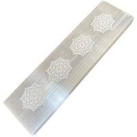 KDMD Flat Bar Selenite Charging Plate with Mandala Design 15cm in White