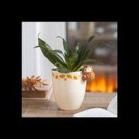 KDMD Autumn Ceramic Plant Pot with Hedgehog for Indoor Plants in Cream