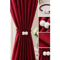 Lovii Pearl Magnetic Curtain Tiebacks 2 Pack Elegant Rope Holdbacks in Red