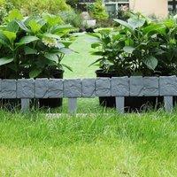 Quipulse Pack of 10 Imitation Stone Garden Plastic Fence in Grey