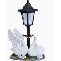 Quipulse Solar Vintage Street Lamp with Couple Swan Light in White