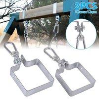 KORVIXA Swing Hammock Tree Hanging Straps Kit Hooks 120 X 120 mm*2 Square in Silver | Size: 125mm