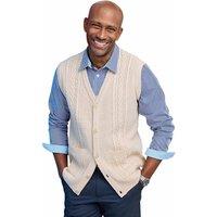 Tootal Men's Cable Knitted Waistcoat, Chunky Cotton Blend Sleeveless Jumper, Smart in Light Brown | Size: Small