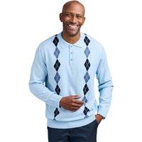 Tootal Men's Argyle Long Sleeve Knitted Collared Sweater, Classic Smart Casual in Pale Blue | Size: 2XL