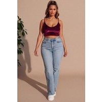 Femme Luxe Women's Velvet Strappy Bustier Cami Top in Wine | Size: 8