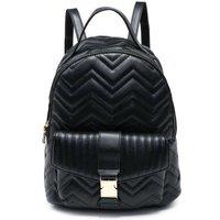 JFY Women's Buckled Front Pocket Backpack in Black