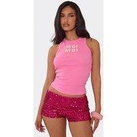 EGO Women's Sleeveless Crew Neck Ribbed Vest in Bright Pink | Size: 8