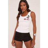 EGO Women's Sleeveless Scoop Neck Ribbed Vest in White | Size: 4