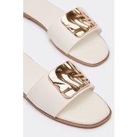 EGO Women's Trim Detail Faux Leather Sandals in White | Size: 6
