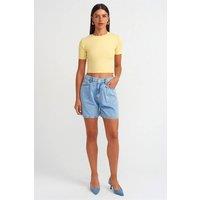 Dilvin Women's High-Waist Wide-Leg Denim Shorts in Light Blue | Size: XS
