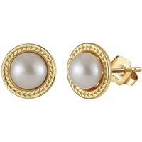 Angel Barocco Women's Golden Wheat Pearl Stud Earrings