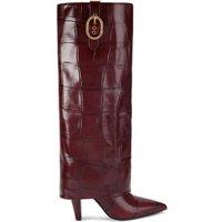 Kurt Geiger London Women's 'Fold Over Tall Boot' Croc Print Leather Boots in Wine | Size: 4