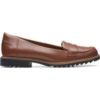 Clarks Women's Griffin Milly Tan Leather Loafers, Slip Ons in Brown | Size: 4.5-Standard Fit