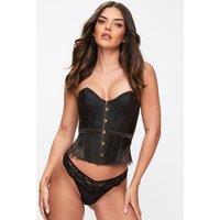 Ann Summers Women's Everlasting Satin Lace Up Boned Corset Top in Black | Size: XS