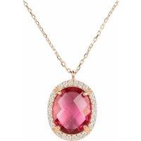 Latelita Women's Beatrice Oval Gemstone Pendant Necklace Rose Gold Pink Tourmaline
