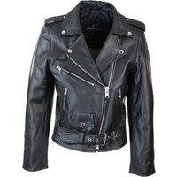 TruClothing Women's Brando Biker Leather Jacket in Black | Size: 2XL